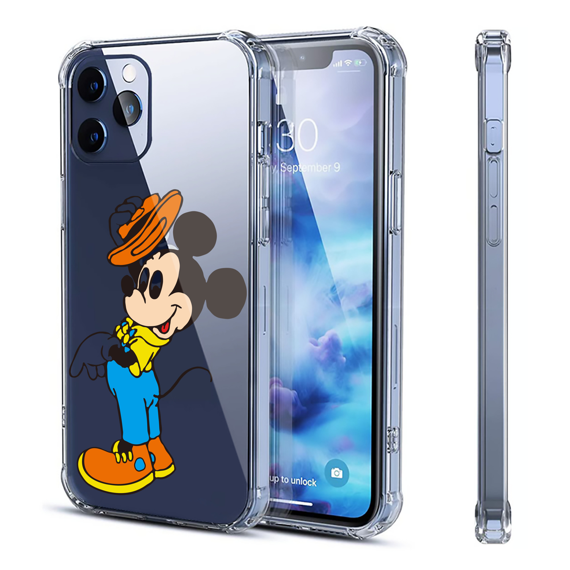 （画像用） ミッキーマウス Mickey Mouse 【iPhone 12シリーズ対応】透明スマホケース（クリアソフトケース）